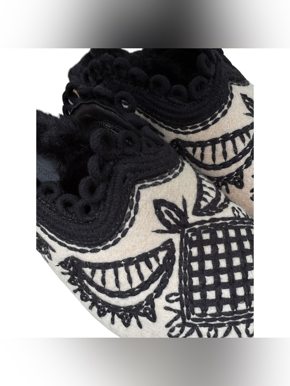 Free People Walden Embroidered Black & Cream Slip-On Clogs - 6 - Picture 5 of 7